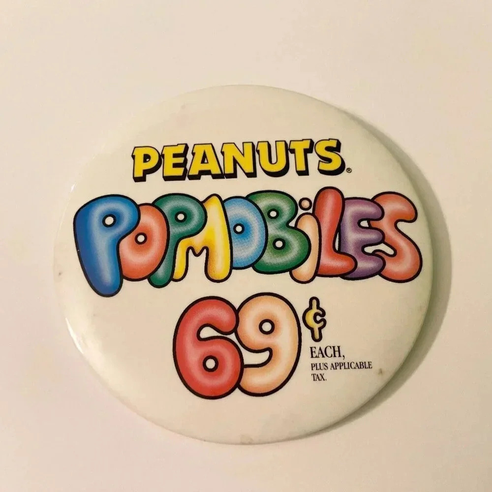 Vintage McDonalds  Peanuts Popmobiles Button Pin Collectible Pinback